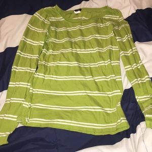 Green Striped J Crew Tissue Long Sleeve Top